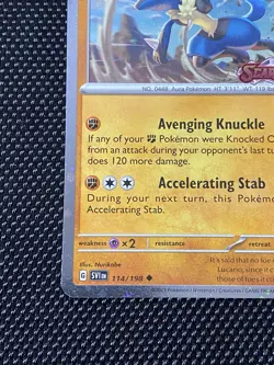 Pokemon TCG Lucario 114/198 Scarlet & Violet Stamped Cosmo Foil NM - Image 5