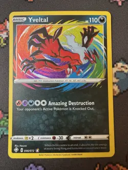 Yveltal 46/72 Shining Fates Amazing Rare Holo Pokemon TCG LP Card - Image 2