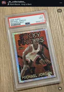 MICHAEL JORDAN 1996 TOPPS SEASON'S BEST STICKY FINGERS #18 PSA 9 CHICAGO BULLS - Image 1