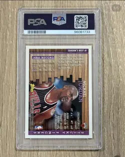 MICHAEL JORDAN 1996 TOPPS SEASON'S BEST STICKY FINGERS #18 PSA 9 CHICAGO BULLS - Image 3