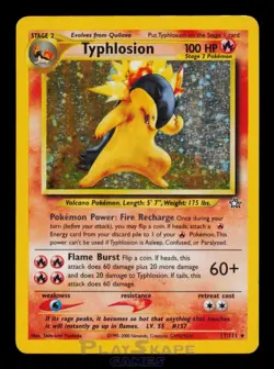 Pokemon Card Typhlosion 17/111 Neo Genesis Unlimited Holo Rare Vintage MP 2000 - Image 1