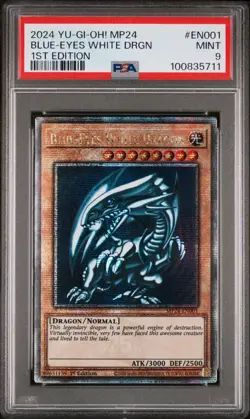 YUGIOH PSA 9 Blue-Eyes White Dragon MP24-EN001 QCR 1st Edition SDK ART euro - Image 1