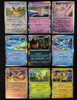 Pokemon Prismatic Eevee + Evolutions TCG 9-Card Reverse Holo/Holo Lot - Image 1
