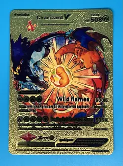 Pokemon Charizard V Evolution - Gold Foil Fan Art Card - Image 1