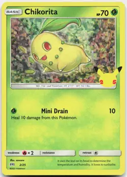Chikorita 002/025 Promo McDonald's 25th Anniversary Promos Pokemon Holo NM - Image 1