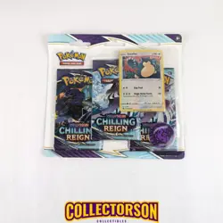 Pokemon Chilling Reign 3-Pack Blister Snorlax Promo + Coin - New - Image 1