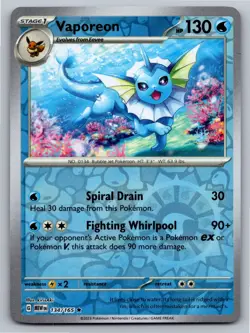 Vaporeon 134/165 Rare 151 Pokemon Reverse Holo Near Mint - Image 1
