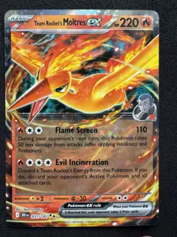 Team Rocket’s Moltres Ex 31/182 Double Rare English Pokemon Destined Rivals - Image 1