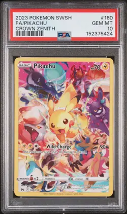 2023 POKEMON SWORD & SHIELD CROWN ZENITH #160 FULL ART/PIKACHU PSA 10 - Image 1