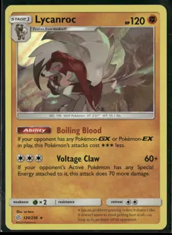 Lycanroc 124/236 Holo Rare Cosmic Eclipse Pokemon Holo Lightly Played - Image 1
