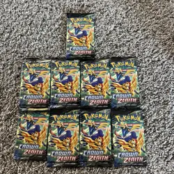 Lot of (9) Pokemon TCG Sword & Shield Crown Zenith Booster Packs Sealed - Image 1