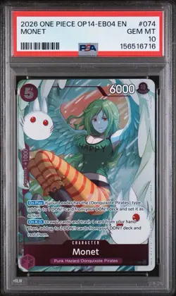 2026 ONE PIECE OP14-EB04-THE AZURE SEA'S SEVEN #074 MONET PSA 10 ENGLISH FOIL - Image 1