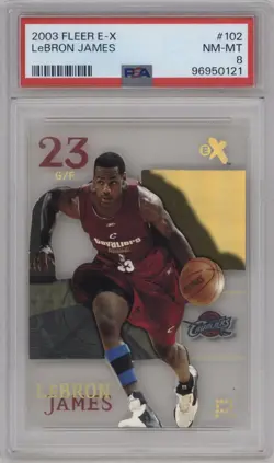 2003 Fleer E-X LeBron James #102 PSA NM-MT 8 - Image 1