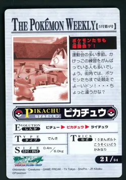 Pokemon Card Meowth Pikachu No. 21 Carddass The Pokemon Weekly Promo NM - Image 2