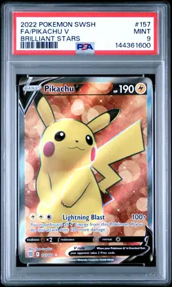 Pikachu V 157 2022 Pokemon Sword & Shield Brilliant Stars PSA 9 - Image 1