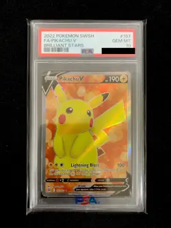 Pikachu V Full Art 157/172 Psa 10 Brilliant Stars Pokemon Swsh English - Image 1