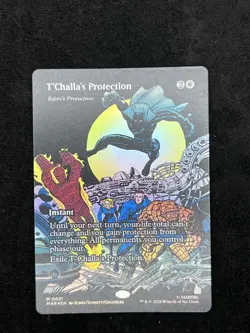 MTG Marvel Super Heroes T'CHALLA'S PROTECTION Borderless Mythic Black Panther - Image 1