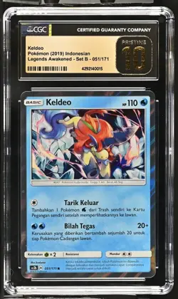 CGC 10 PRISTINE Keldeo Holo 2019 Pokemon Legends Awakened 051/171 Indonesian - Image 1