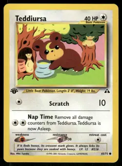 Pokemon Cards Teddiursa 65/75 1st Edition Neo Discovery WOTC Common NM - Image 1