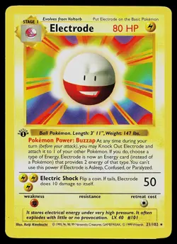 Pokemon Card - Electrode Base Set Shadowless 21/102 1st Edition Rare - Image 1