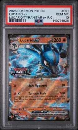 2025 POKEMON PRE EN-PRISMATIC EVOLUTIONS #051 LUCARIO ex PSA 10 - Image 1