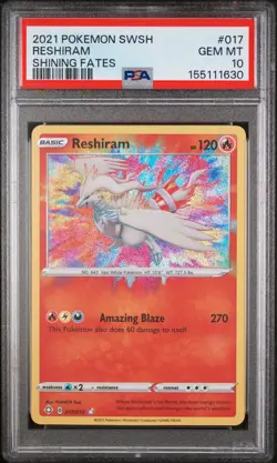 Reshiram Shining Fates Pokemon Sword & Shield Shining Fates 017 NM PSA 10 - Image 1