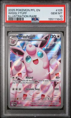 Wigglytuff Illustration Rare Pokemon Pfl En-Phantasmal Flames 105 NM PSA 10 - Image 1