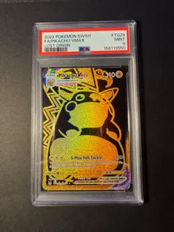 2022 Pokemon Sword & Shield Full Art Pikachu VMAX Lost Origin #TG29 PSA 9 MINT - Image 1