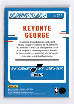 2023-24 Donruss Keyonte George Rated Rookie Green Laser #244 Jazz RC - Image 2