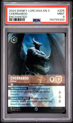 2024 DISNEY LORCANA EN 3-INTO THE INKLANDS ENCHANTED CHERNABOG - EVILDOER PSA 9 - Image 1