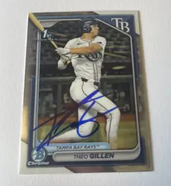 Theo Gillen Ip Signed 1st Bowman Chrome 2024 Bowman Draft Rays Prospect GTP - Image 1