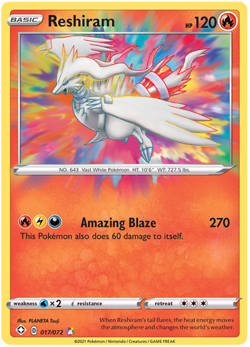 Reshiram 017/072 - Shining Fates - Amazing Rare Holo Pokemon TCG Card NM - Image 1