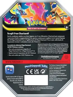 MEGA CHARIZARD X EX Pokemon TIN METAL BOX ITALIANO 4 Buste Gioco Carte Originale - Image 3
