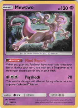 Pokemon Mewtwo SM214 Black Star Promo Holo Rare NM/LP Sun & Moon Actual Card - Image 1