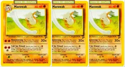 3x MAROWAK pokemon BASE 2 BONEMERANG CALL FOR FRIEND #52/130 UNC MINT CARD LOT - Image 1