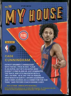 2021-22 Donruss Optic #16 Cade Cunningham My House Holo - Image 2