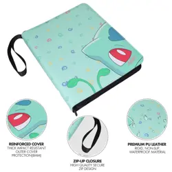 400 Cards Pocket Binder 4 Pocket Game Sport Trading Card Album Folder -Bulbasaur - Image 4