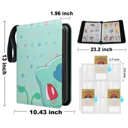 400 Cards Pocket Binder 4 Pocket Game Sport Trading Card Album Folder -Bulbasaur - Image 5