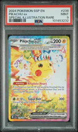 Pikachu EX 238/191 Special Illustration Rare Surging Sparks English PSA 9 - Image 1