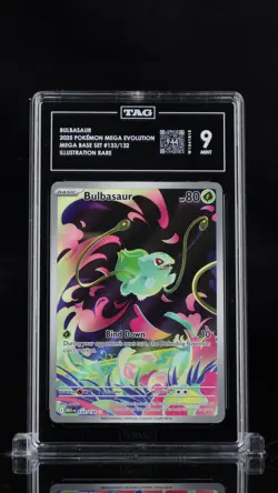 Bulbasaur 133/132 Illustration Rare Mega Base Set Pokemon Tag 9 Mint - Image 1