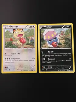 2015 Pokemon Roaring Skies Meowth And Inkay Connecting Art - Image 1