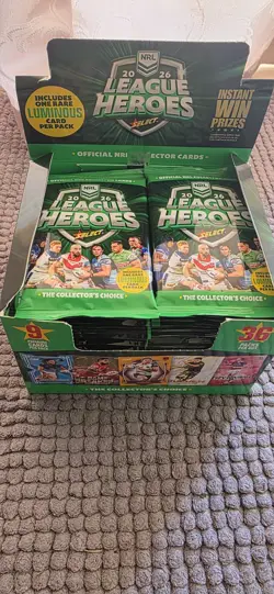 NRL Official 2026 League Heroes Collector Cards Box (36 Packs, 324 Cards) - Image 1