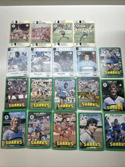 Scanlens NSW Rugby League Cards 1975 - 1977 - 1978 Cronulla Sharks 19 Cards - Image 1