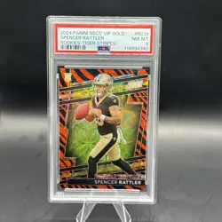 2024 Panini NSCC Gold VIP RC SPENCER RATTLER Tiger Stripe SP Rookie Prizm PSA 8 - Image 1