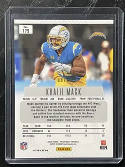 2024 Prizm Deca Khalil Mack Gold Prizm /10 #179 - Los Angeles Chargers - Image 2