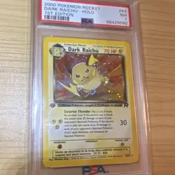 The Pokemon Company Team Rocket Dark Raichu 83/82 Holo 1st Ed PSA 7 2000 - Image 1