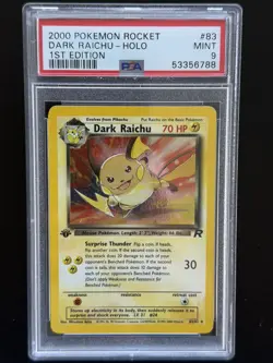 Dark Raichu 83/82 1st Edition PSA 9 Pokemon Team Rocket Holo Rare 2000 - Image 1
