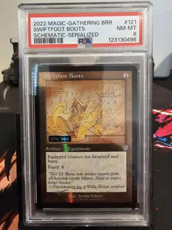 2022 MAGIC: THE GATHERING SWIFTFOOT BOOTS SCHEMATIC SERIALIZED PSA GRADED 8 - Image 1