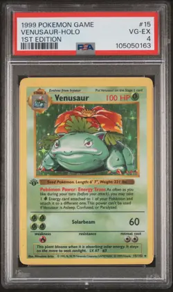 1999 POKEMON BASE SET 1ST EDITION #15 VENUSAUR-HOLO PSA 4 - Image 1