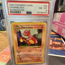 Wizards of the Coast Pokemon Charmeleon 24/102 Base Set Shadowless PSA 8 - Image 1
